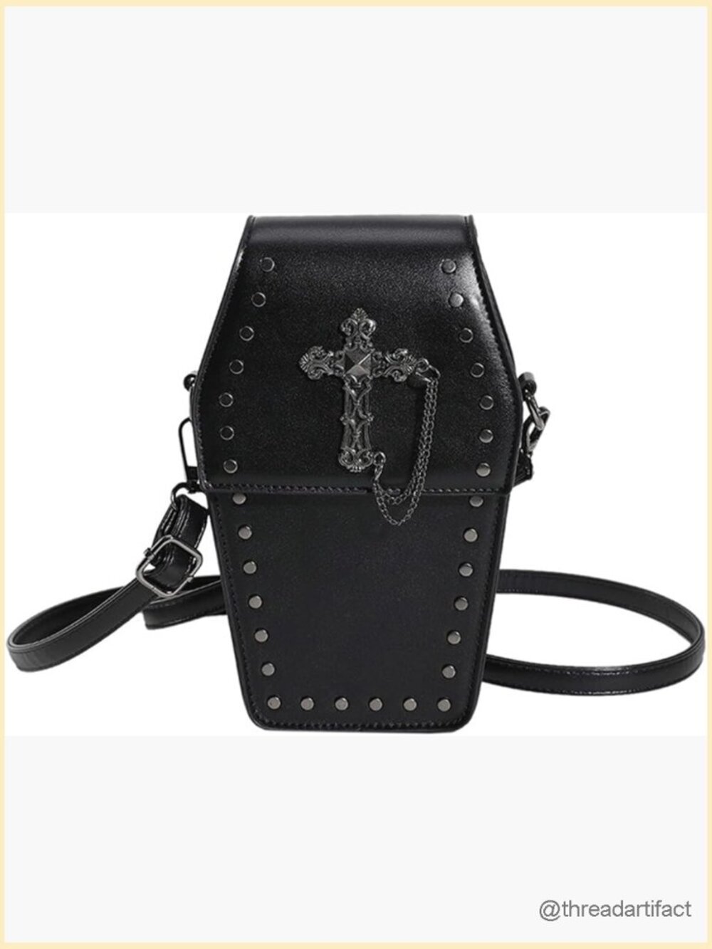 Gothic Coffin Crossbody Bag - Small Shoulder Purse for Halloween